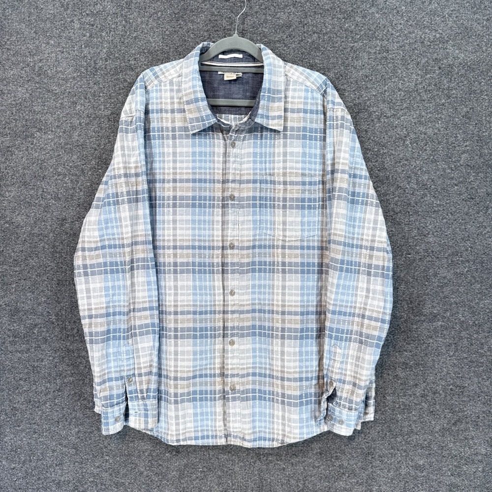 Carbon 2 Cobalt Shirt Mens XL Blue Plaid Dobby Textured Cotton Button Down